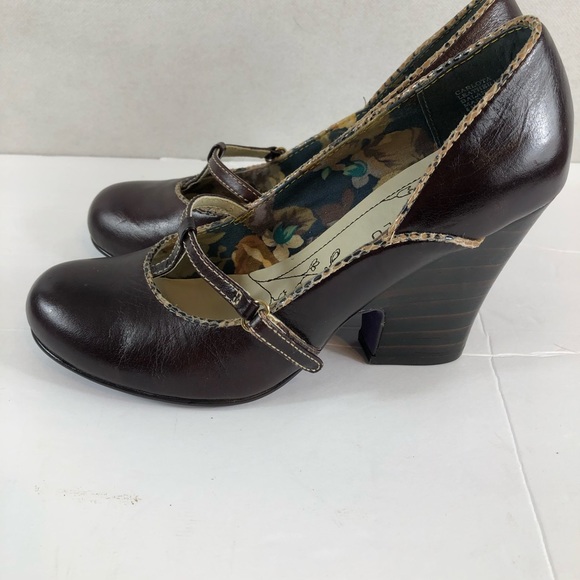 Bobbi Blu Access Brown Leather Strapped Wedge round toe Carlota gently used - Picture 4 of 8